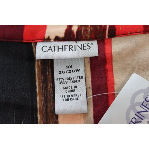 NWT Catherines Blouse Size 3X 26W 28W Abstract Button Front Stretch Career Boho - Picture 13 of 15